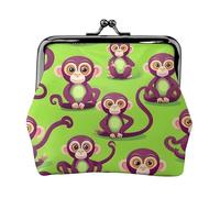 Green Clever Monkey Print Squisito Kiss Lock Portafoglio compatto versatile da donna portamonete piccolo sacchetto con cerniera