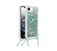(Green) Compatible For iPhone 16e TPU Case Quicksand Design Phone Cover with Lanyard