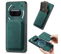 (Green) Compatible For Nothing Phone (3a) Case Compatible with MagSafe Leather Back Cover with Detachable Card Holder