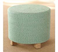 Green Cotton Thread Round Footstool Ottoman for Bedroom and Living Room 30 x 31 cm