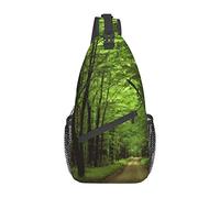 Green Country Road Red Bird On Branch Sling Bag, zaino a tracolla zaino a tracolla causale zaino a tracolla per donna uomo viaggio escursionismo