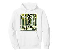 Green Cream Geometric Penguin Forest Retro Pastel Pattern Standard_Pullover_Hoodie Unisex XX-Large White