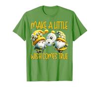 Green Dandelion Make A Little Wish Gnome Graphic For Summer Maglietta