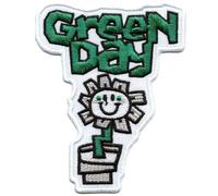 Green Day Toppa termoadesiva a forma di vaso di fiori, Verde/Bianco/Nero, taglia unica