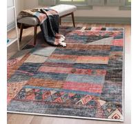 Green Decore Carpet Mart Colaj, lavabile in lavatrice, non perde pelo, antiscivolo, per soggiorno, camera da letto, sala da pranzo, corridoio, cucina, animali domestici, blu/rosa e beige, 60 x 150 cm
