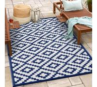 Green Decore Lightweight Indoor/Outdoor Reversible Plastic rug Nirvana White-4x6 ft (120 x 180 cm), Powder Blue/White Tappeto, Blu Navy/Bianco, 4 unità