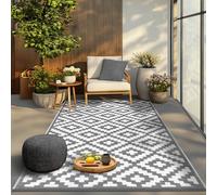 Green Decore, Tappetino Ecologico in plastica Riciclata, Modello Nirvana, per Interni ed Esterni, Leggero e Reversibile, plastica, Grey/White, 120 x 180 cm
