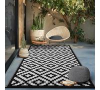Green Decore, Tappetino Ecologico in plastica Riciclata, Modello Nirvana, per Interni ed Esterni, Leggero e Reversibile, Black/White, 120 x 180 cm
