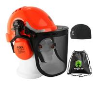 GREEN DEVIL 2910VR - Casco protettivo EN397, casco di sicurezza per cantieri, ventilazione industriale, regolazione a cricchetto, comodo materiale ABS (arancione - Forest Set)