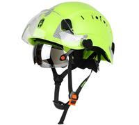 GREEN DEVIL Casco di protezione industriale certificato EN397 & EN166 con visiera colorata + trasparente, casco di sicurezza a doppia visiera per edilizia, artigianato e industria, casco