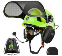 GREEN DEVIL Casco di sicurezza per motosega, con protezione dell'udito e facciale, doppia protezione per gli occhi, Bluetooth e paraorecchie, 5 in 1, EN397