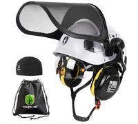 GREEN DEVIL Casco protettivo per uso forestale con motosega EN397 certificato - Sistema 5-in-1 con protezione facciale a rete, visiera integrata e paraorecchie - ventilato, per taglio del legno e