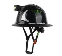 GREEN DEVIL Matrix - Casco da costruzione Full Brim OSHA per adulti, casco di sicurezza con lampada LED (IPX5) e sistema a 6 punti, in ABS regolabile per industria, lavori di costruzione e servizi di
