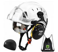 GREEN DEVIL Mervex Casco protettivo - Casco forestale con doppio vetro protettivo EN166 & silenziatore EN352 SNR32dB, certificato EN397, materiale ABS unisex per giardinaggio, cascate e cantieri