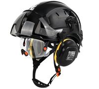 GREEN DEVIL Mervex Casco protettivo - Casco forestale con doppio vetro protettivo EN166 & silenziatore EN352 SNR32dB, certificato EN397, materiale ABS unisex per giardinaggio, cascate e cantieri