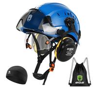 GREEN DEVIL Mervex Casco protettivo - Casco forestale con doppio vetro protettivo EN166 & silenziatore EN352 SNR32dB, certificato EN397, materiale ABS unisex per giardinaggio, cascate e cantieri