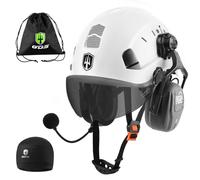 GREEN DEVIL Mervex Vent Casco di sicurezza con protezione dell'udito attiva e visiera trasparente in ABS EN 397, casco industriale conforme alla norma EN352, SNR 32dB con Bluetooth