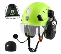 GREEN DEVIL Mervex Vent Casco di sicurezza con protezione dell'udito attiva e visiera trasparente in ABS EN 397, casco industriale conforme alla norma EN352, SNR 32dB con Bluetooth