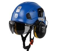 GREEN DEVIL Mervex Vent - Set di casco di sicurezza 3 in 1, EN 397, casco da lavoro con visiera (trasparente/colorata) e protezione dell'udito SNR 32 dB, casco industriale in ABS, 53-63 cm, per