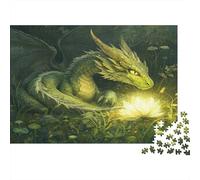 Green Drago on The Grass Puzzle 1000Pcs Glowing Fiori Decorazione Per La Casa. Rilassamento E Intelligence Per Adulti E Bambini Da 14 Anni 1000pcs (75x50cm)