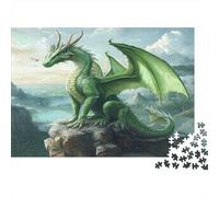 Green Drago,Puzzle Per Adulti 1000pcs (75x50cm),Giochi Di Sfida Con corna e ali