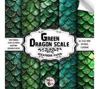 Green Dragon Scale Scrapbook Paper: Double Sided Sheets | Dragon Pattern for Scrapbooking, Origami, Card Making, and Various DIY Craft Projects | 8.5" x 8.5" (21.59 x 21.59 cm)