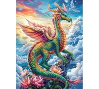Green Dragon with Rainbow Wings Puzzle 300 Pezzi Rompicapo Per Team Building Scenery Science Fiction Attività Di Gruppo Collaborazione E Divertimento Regalo Festa Aziendale 300 PCS