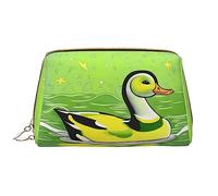 Green Duck - Grande borsa per trucchi in pelle di anatra, in PVC, chiusura con cerniera, borsa da viaggio per articoli da toeletta, borsa da viaggio, bianca, taglia unica, bianco, Taglia unica