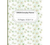 Green Everyday Planner - 31-Day Undated Monthly Planner for Goal Setting, Habit Tracking, Meal Planning, Daily Organization & Notes, 75 Pages, Soft Pastel Floral Design