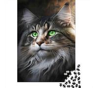 Green Eyed Cat Portrait 1000 Pezzi Cartolina Premium Puzzle Premium Fans Per Ragazzi 12-18 Anni Difficile Sfidante Decorazione Murale 38x26cm/1000pcs