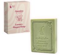 GREEN FADEL Sapone di Aleppo Luxury con Aroma di Gelsomino, 1 pezzo, con Olio d'Oliva e Olio di Alloro, Sapone all'Olio d'Oliva, Naturale