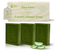 GREEN FADEL Sapone di Aleppo Luxury con di Aloe Vera, 3 pezzi, con Olio d'Oliva e di Alloro, Sapone all'Olio d'Oliva