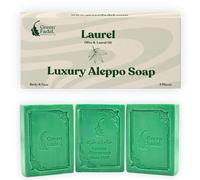 GREEN FADEL Sapone di Aleppo Luxury con di Olio d'Oliva & Olio di Alloro, 3 pezzi, Sapone all'Olio d'Oliva
