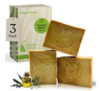 GREEN FADEL Sapone di Aleppo Originale, 100% Olio d'Oliva, 3 x ca. 200 g