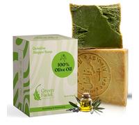 GREEN FADEL Sapone di Aleppo Originale, 100% Olio d'Oliva, ca. 200 g | Genuine, sapone all'olio d'oliva, sapone naturale, fatto a mano, senza plastica