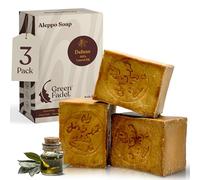 GREEN FADEL Sapone di Aleppo Originale, 40% Olio di Alloro, 60% Olio d'Oliva, 3 x ca. 200g (Deluxe) Sapone all'Olio d'Oliva, Naturale, Fatto a Mano, Vegano
