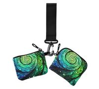 Green Fantasy Star River - Portamonete da donna, sottile, rimovibile, con portachiavi, 2 pezzi, Fiume Stelle Fantasia Verde, 1 size, Casual