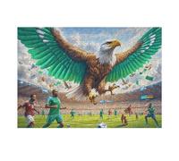 Green Field Clear Sky Flying Bald Eagle Puzzle 300 Pezzi Collezione Opere D'Arte Mondiali Colorful Fantasy Wildlife Rompicapo Artistico Premium Alta Definizione Regalo Per Amanti Dell'arte 300 PCS