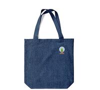 Green Fish Borsa per la spesa in denim stampato, riutilizzabile, lavabile in lavatrice, pieghevole, in tessuto con due manici lunghi, 38 x 42 cm