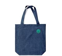 Green Fish Denim - Borsa porta-tutto stampata, borsa per spezieria riutilizzabile, lavabile in lavatrice, pieghevole, borsa in jeans con manici, 38 x 42 cm