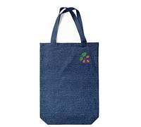 Green Fish Denim - Borsa porta-tutto stampata, borsa per spezieria riutilizzabile, lavabile in lavatrice, pieghevole, borsa in jeans con manici, 22 x 26 cm