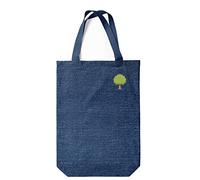 Green Fish Denim - Borsa porta-tutto stampata, borsa per spezieria riutilizzabile, lavabile in lavatrice, pieghevole, borsa in jeans con manici, 22 x 26 cm