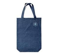 Green Fish Denim - Borsa porta-tutto stampata, borsa per spezieria riutilizzabile, lavabile in lavatrice, pieghevole, borsa in jeans con manici, 22 x 26 cm