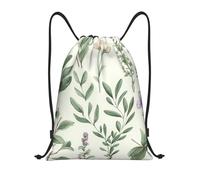 Green Flower Herb Sage Leaves And Branches Borsa Sportiva Sacca con Cordoncino Moda Regolabile Borsa con Cordoncino per Vacanze Shopping Nuoto 36X42Cm