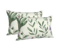 Green Flower Herb Sage Leaves Federe Cuscini Set 2 Lavabili Copricuscini Resistenti Federe Cuscini per Interni Casa Camera da Letto 40X60Cm