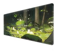 Green Forest Kitten Anime MousePad, Gaming Keyboard Pad, GamingMousePad XXL (90 x 40 x 3 cm) Rubber Non slip Base - Smooth Surface - OfficeMousePad - Anime Game Large Pad