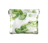 Green Frog - Portamonete in pelle ad acquerello, unisex, mini porta carte, per donne e ragazze, motivo rana verde, taglia unica, moderno, Acquerello Rana Verde, Taglia unica, moderno