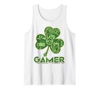 Green Gamer Shamrock Videogiochi Patricks Day Gioco di Gioco Canotta