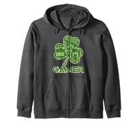 Green Gamer Shamrock Videogiochi Patricks Day Gioco di Gioco Felpa con Cappuccio