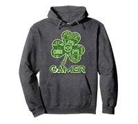 Green Gamer Shamrock Videogiochi Patricks Day Gioco di Gioco Felpa con Cappuccio